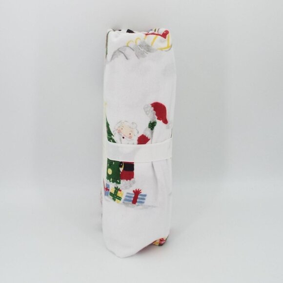 Pottery Barn Kids Organic Flannel Jolly Santa Toddler Sheet Set NEW - Picture 6 of 8